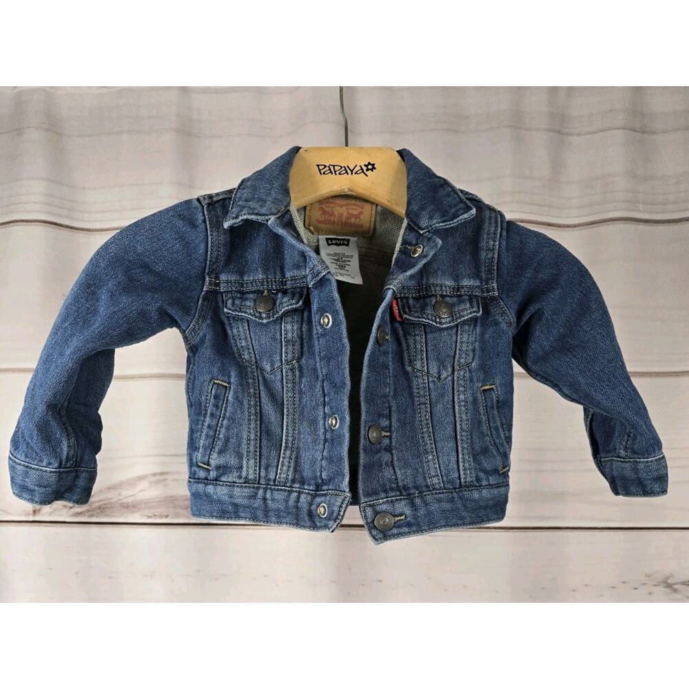 Little Levi’s Denim Trucker Jean Jacket Snap Dark Wash 18 M #B47